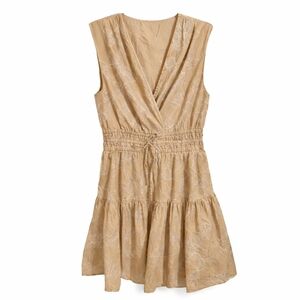 Tommy Hilfiger Tan Floral V-Neck Sleeveless Mini Dress | Size 10